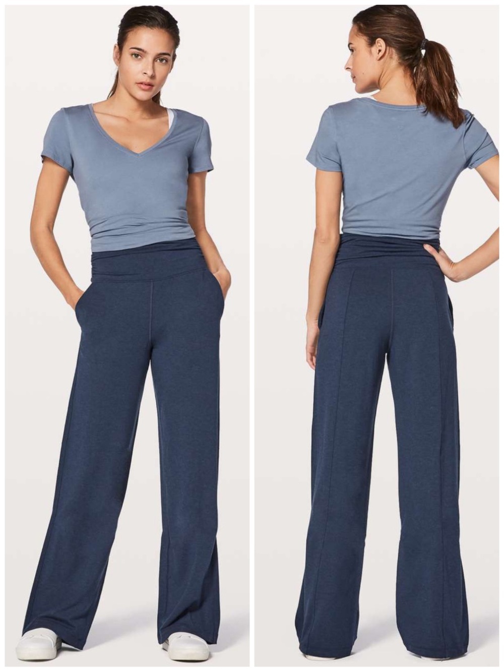 Lululemon Take It Easy Pant Wide Leg Heathered Mod Naval Blue Size 6